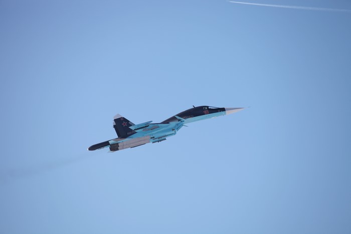 Russian Sukhoi Su-34 fighter jet in flight
