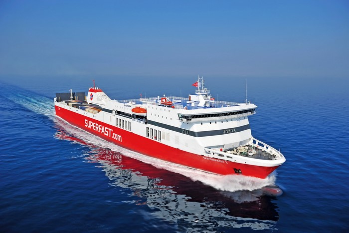 Superfast Ferries ship sailing on the ocean