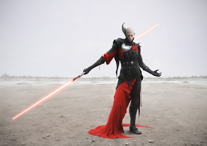 Darth Maul from Star Wars with a lightsaber