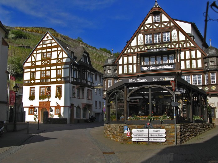 Half-timbered buildings in Assmannshausen, Germany
