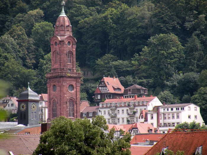 Heidelberg Castle and Church Tower in Germany