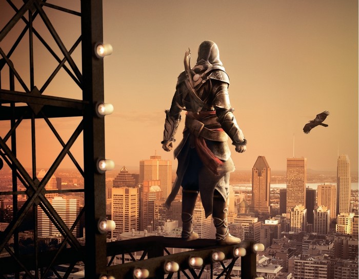 Ezio Auditore from Assassin's Creed: Revelations on a rooftop
