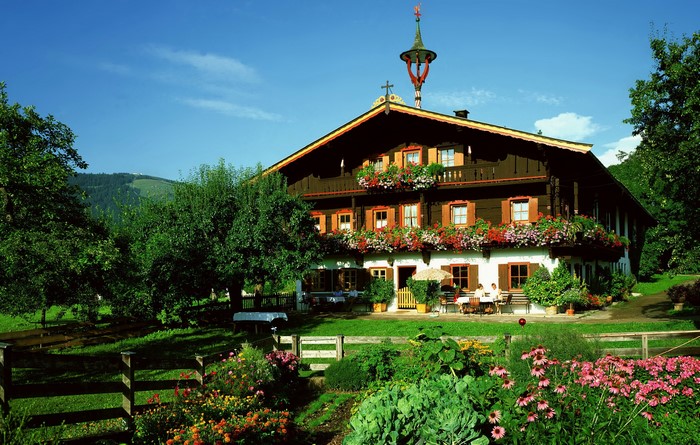 Traditional Austrian house in the Alps