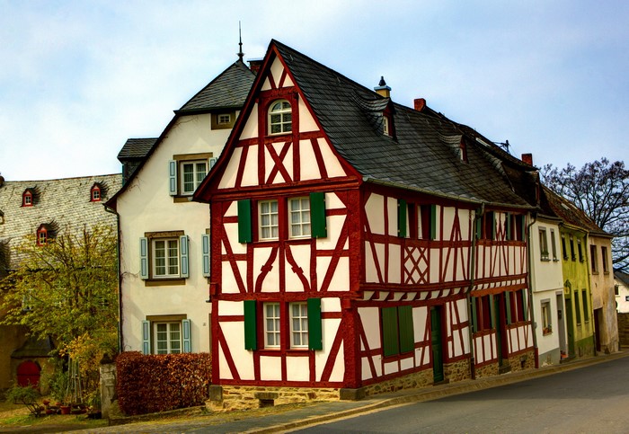 Half-timbered houses in a German town