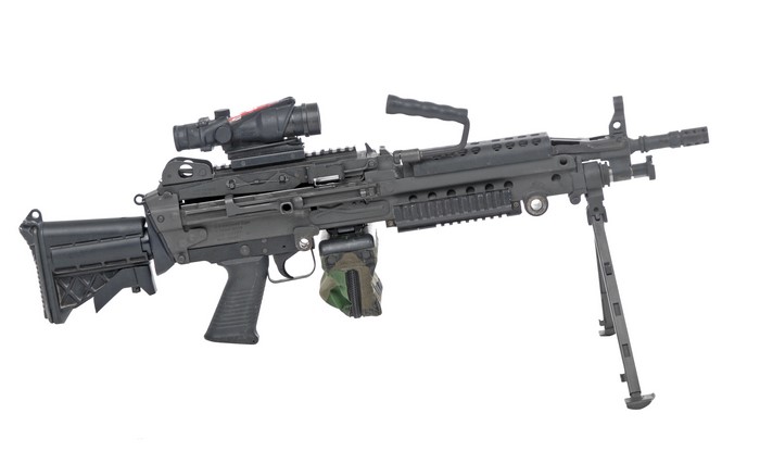 M249 SAW machine gun with optic and bipod
