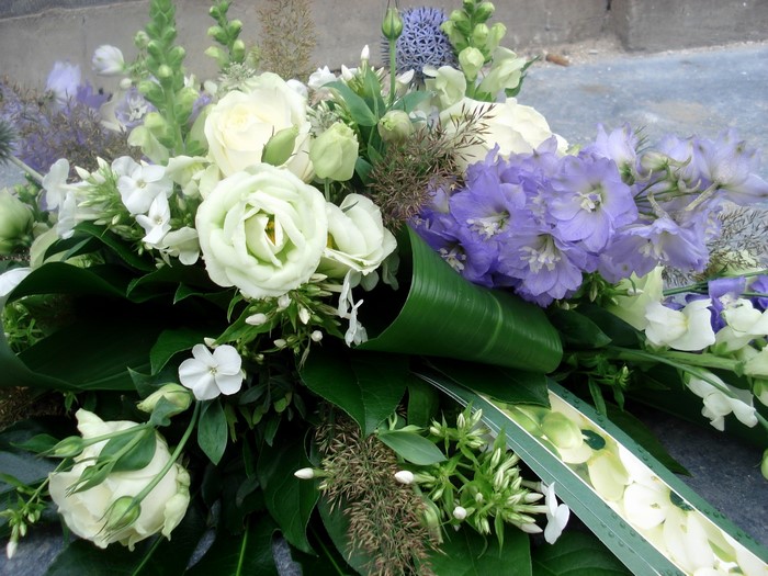 White and purple flower bouquet