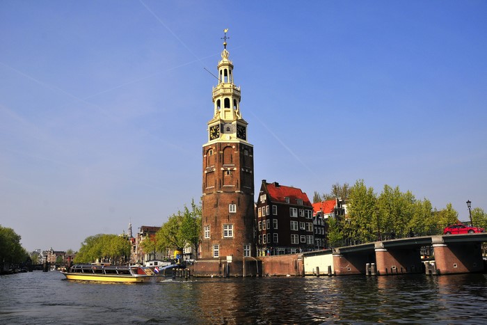 Montelbaanstoren tower in Amsterdam, Netherlands