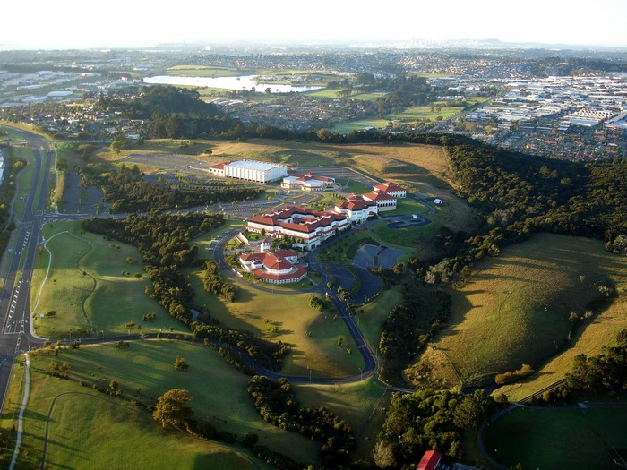 Aerial view of a large complex in New Zealand