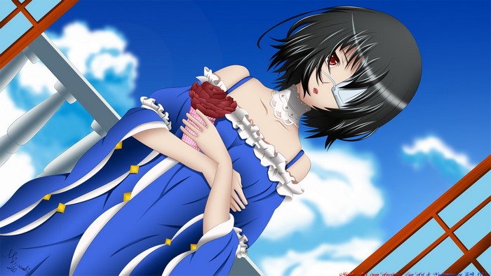 Mei Misaki from Another holding a rose