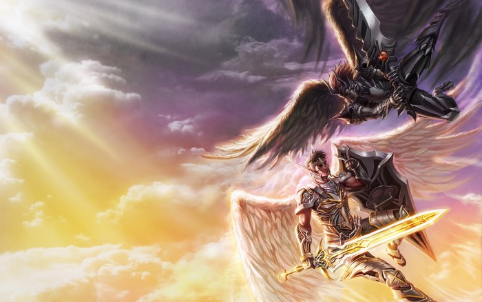 Angels battling in the sky