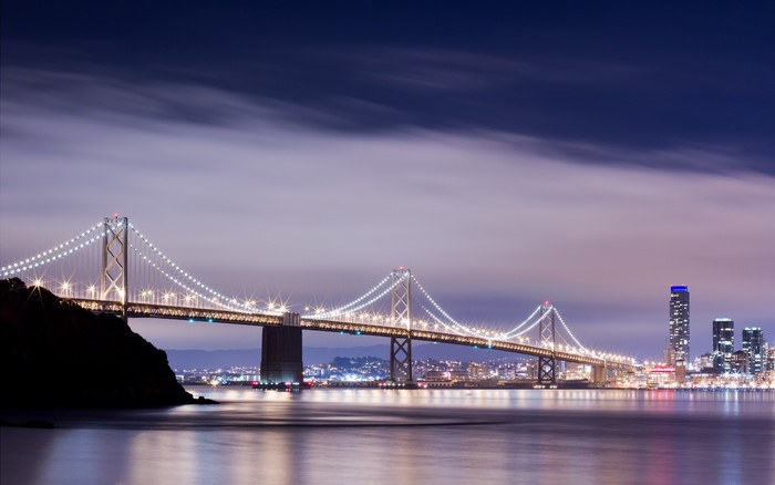 San Francisco Bay Bridge at Night, California