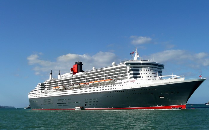 Queen Mary 2 cruise liner sailing on the ocean