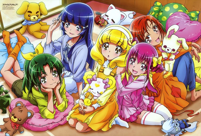 Smile Precure! characters with plush toys
