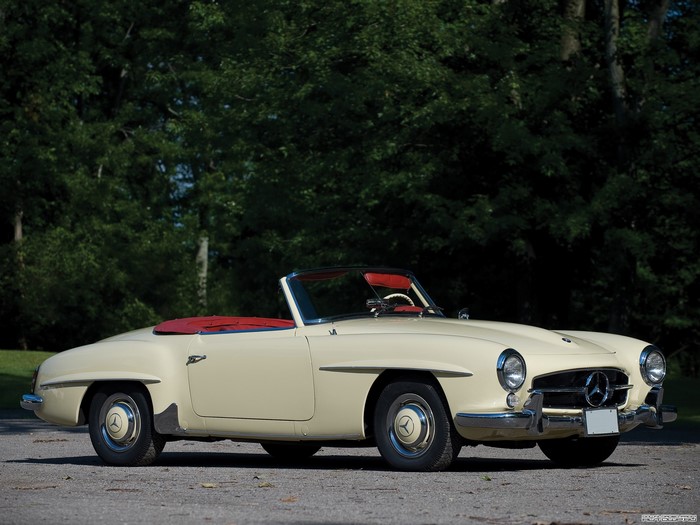 Cream Mercedes-Benz 190 SL Convertible