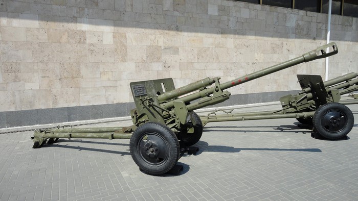 Two cannons on display