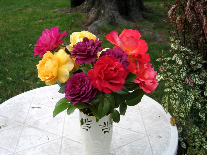 Bouquet of Roses in a Vase on a Table