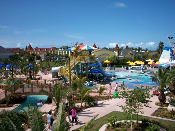 Resort water park with pools and slides in Turks and Caicos