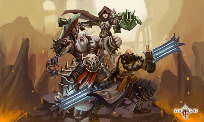 Diablo III characters with weapons
