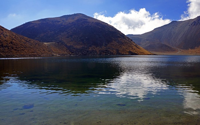 Lake and mountains in a park