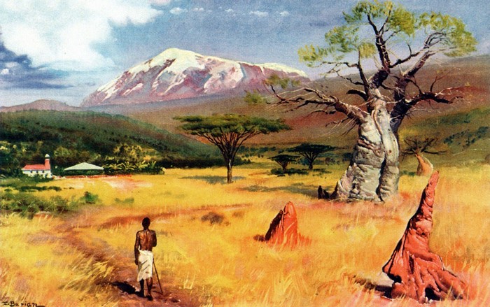 Zdenek Burian painting of Kilimanjaro landscape