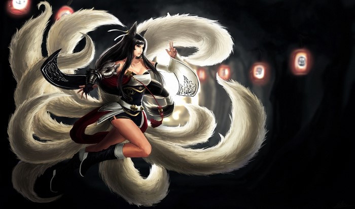 Ahri from League of Legends with nine tails