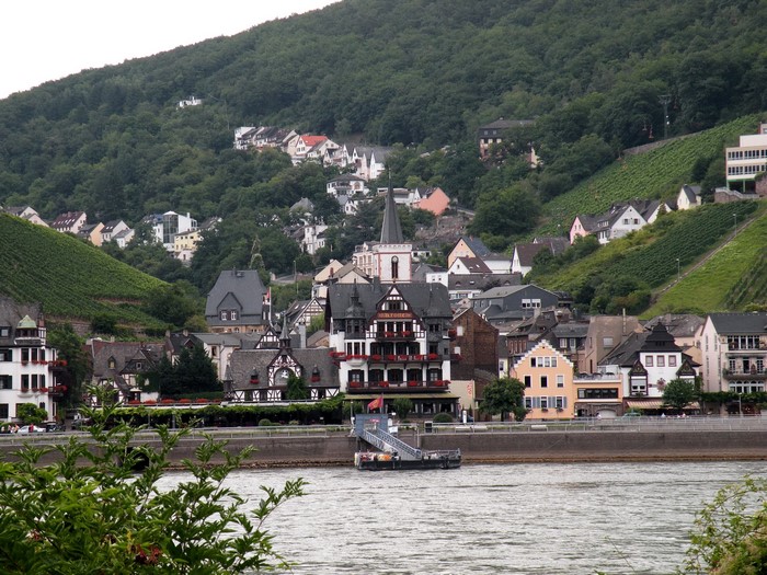 Town on a hill overlooking a river in Germany