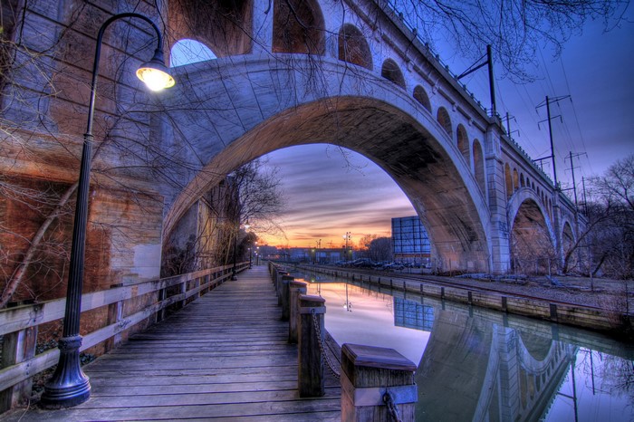Manayunk Canal Bridge at Dusk