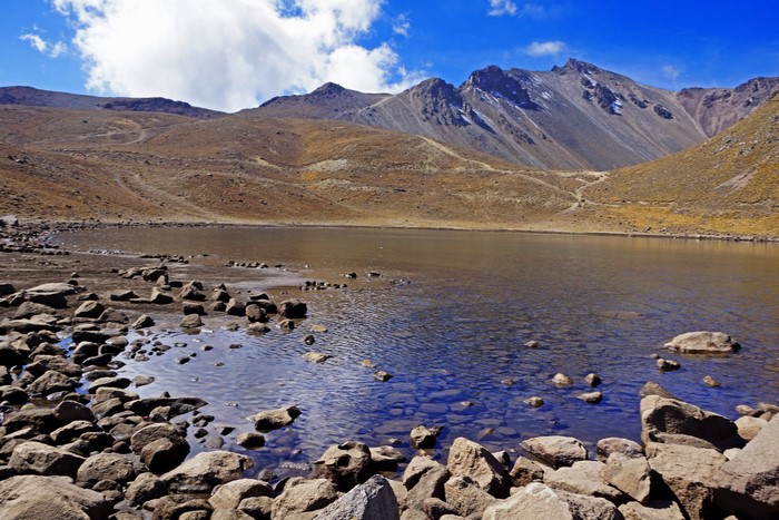Lake and mountains in a park