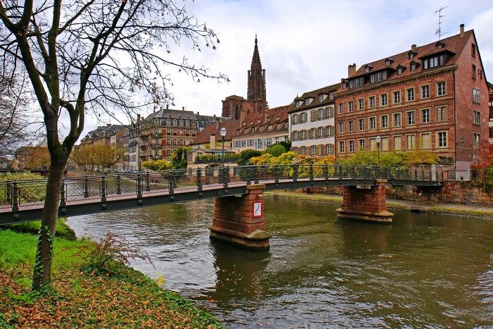 Bridge over river in Strasbourg, France