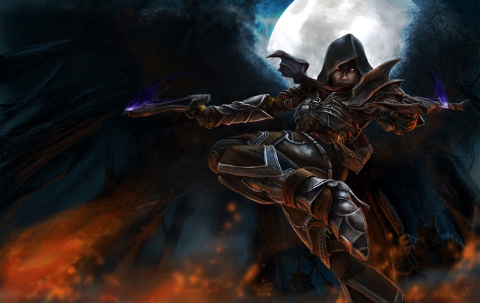 Female demon hunter from Diablo III with guns