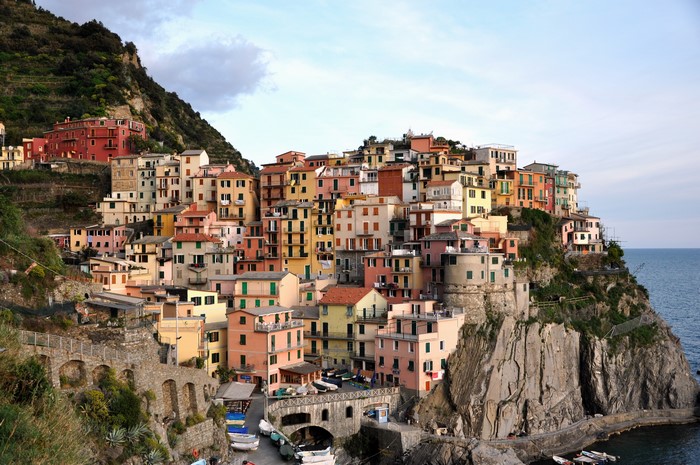 Colorful houses on a cliffside in Italy
