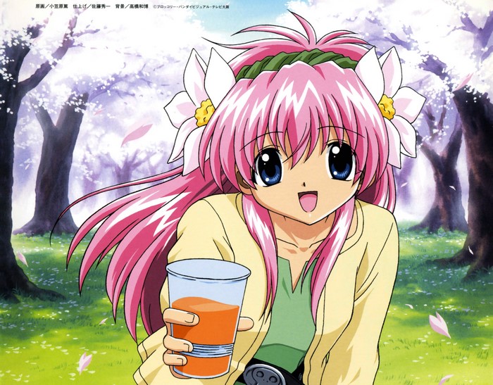 Girl from Galaxy Angel holding a drink