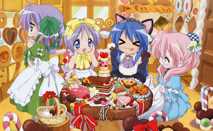 Lucky Star characters with sweets