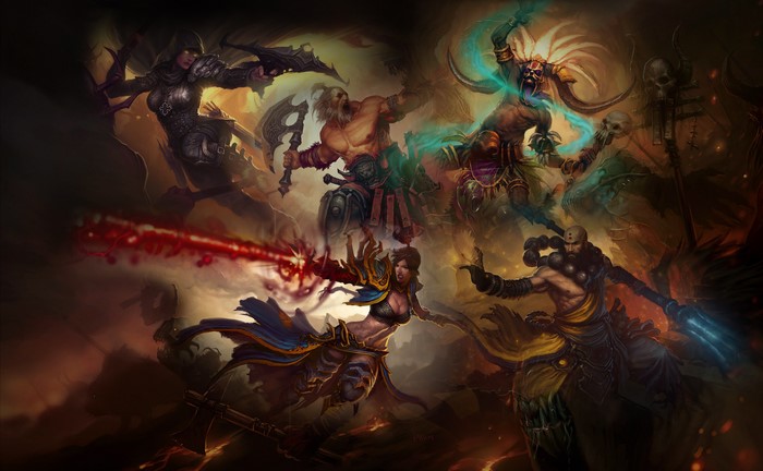 Diablo III characters in battle
