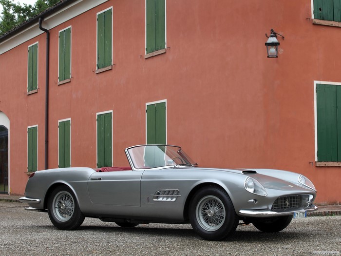 Silver Ferrari 250 GT California Spyder convertible