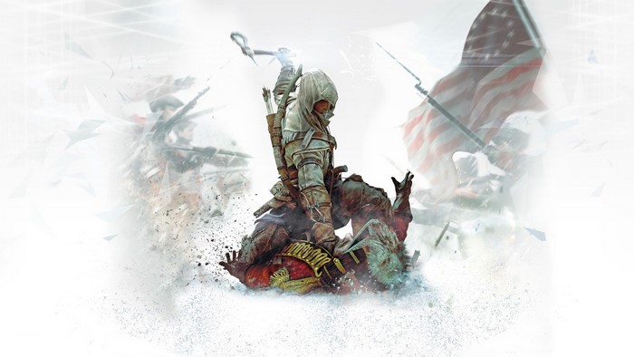 Connor Kenway from Assassin's Creed 3 fighting a soldier