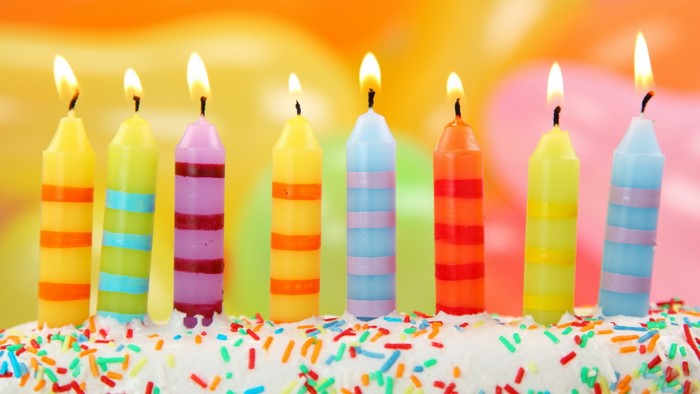 Birthday cake with colorful candles