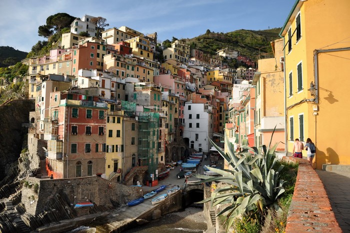 Riomaggiore, Italy colorful buildings on a cliffside