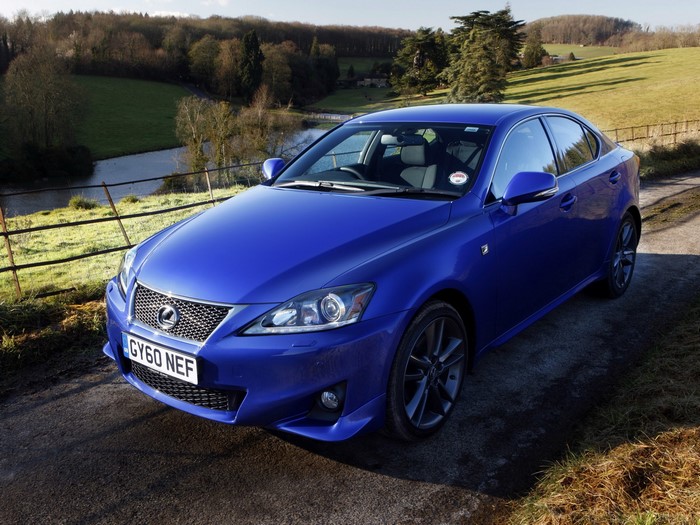 Blue Lexus IS F Sedan on a Country Road