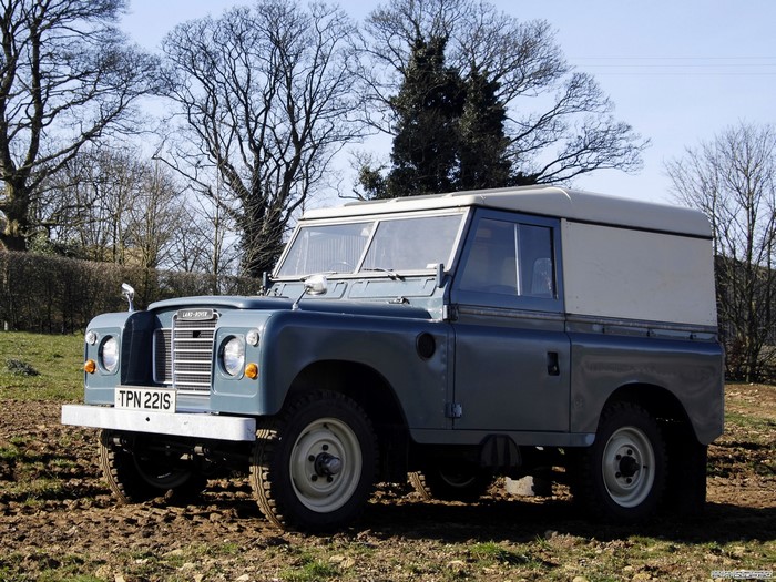Land Rover Defender parked in a field