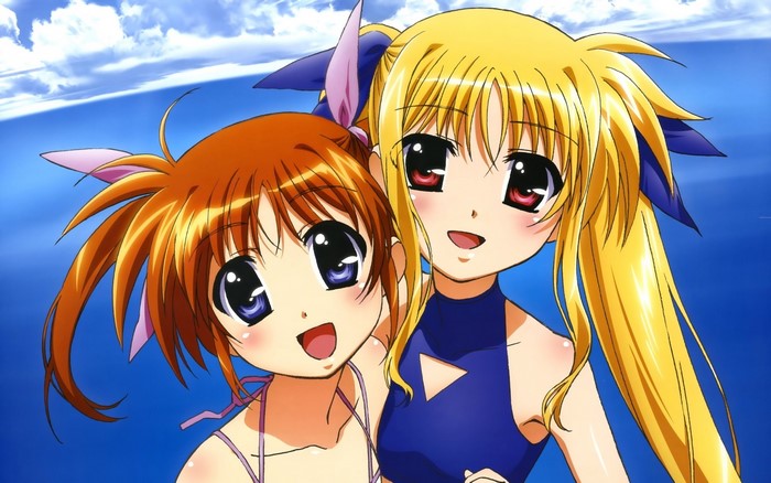 Two girls from Mahou Shoujo Lyrical Nanoha