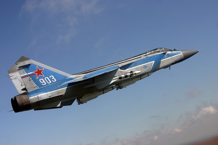 Russian MiG-31 fighter jet in flight