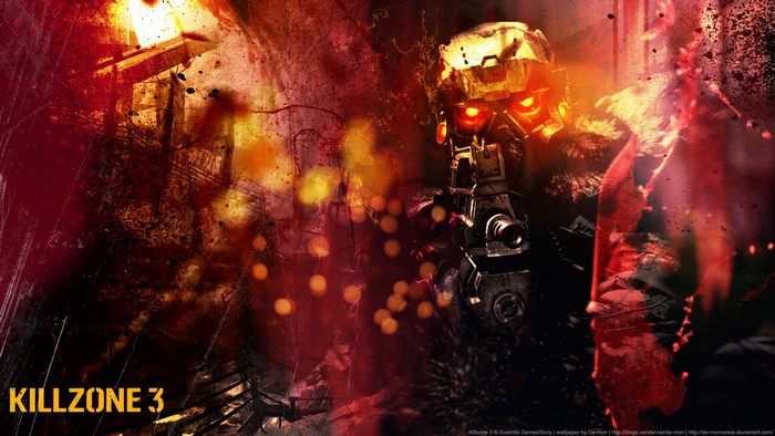 Killzone 3 Helghast soldier with glowing red eyes