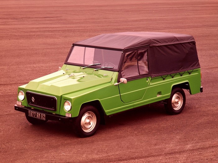 Green Renault 4x4 with soft top