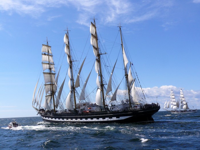 Tall ships sailing on the ocean