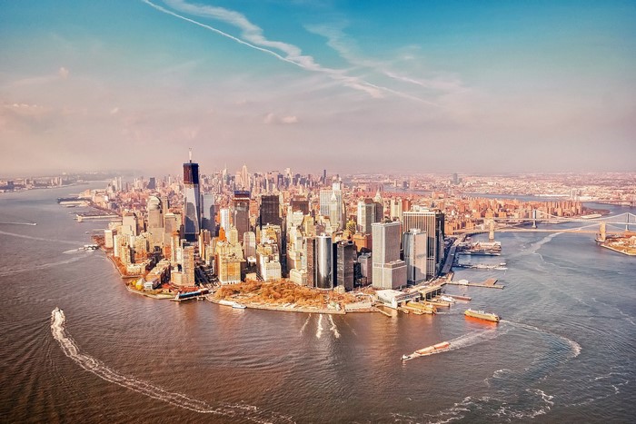 Aerial view of Manhattan, New York City skyline