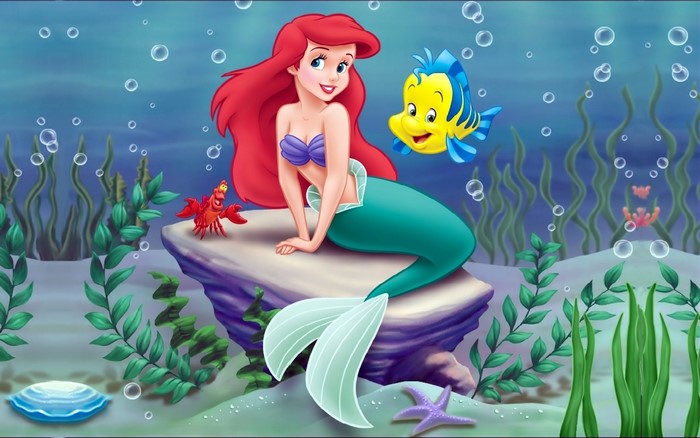 The Little Mermaid Ariel with Flounder Underwater