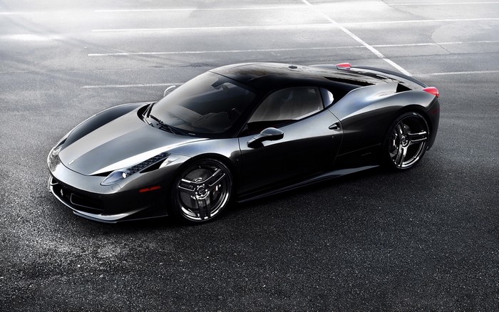 Dark Gray Ferrari 458 Italia on Asphalt