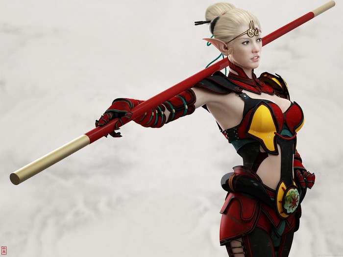Elf warrior with a staff