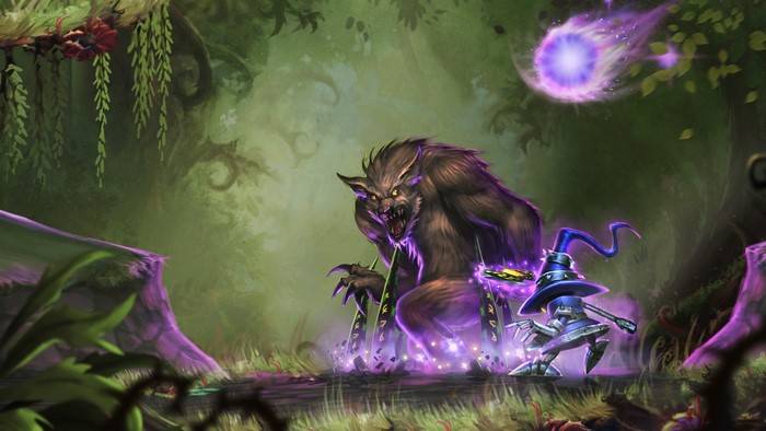 Warwick and Annie from League of Legends in a forest
